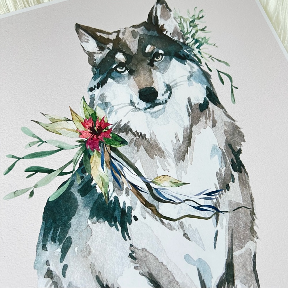 Wall Art Watercolor Wolf Portrait Illustration Print Poster Unframed - Picture 12 of 16